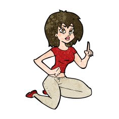 cartoon sitting woman with idea N9