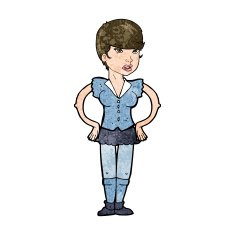 cartoon woman with hands on hips N193