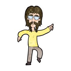 cartoon hippie man wearing glasses N9