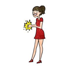 Cartoon Woman Clapping Hands N10