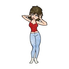 cartoon pretty woman N244