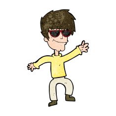 cartoon waving cool guy N7