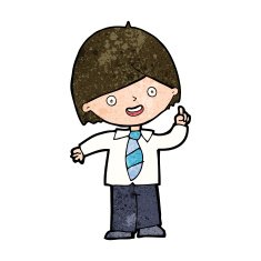 cartoon school boy answering question N44