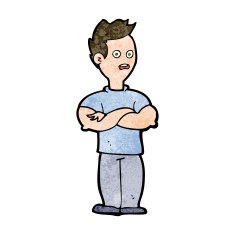 cartoon man with crossed arms N25