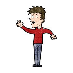 cartoon happy boy waving N18