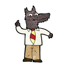 cartoon business wolf with idea N3
