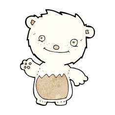 cartoon waving polar bear cub N25