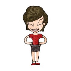 cartoon woman with hands on hips N194