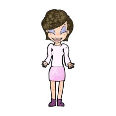cartoon happy woman shrugging shoulders N15