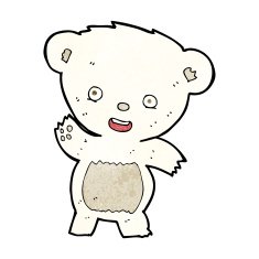 cartoon waving polar bear N33