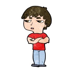 cartoon annoyed boy N34