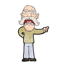 cartoon angry old man N136