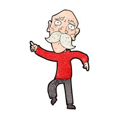 cartoon sad old man pointing N9