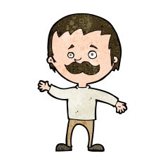cartoon man with mustache waving N26