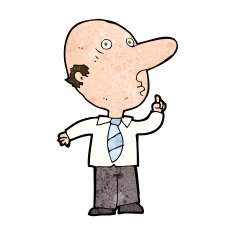 cartoon bald man asking question N9
