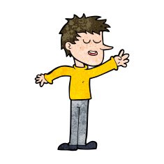 cartoon happy man reaching N9