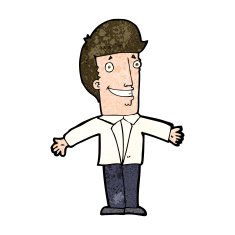 cartoon grining man with open arms N9