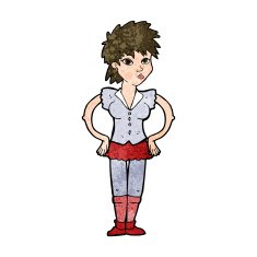 cartoon woman with hands on hips N195