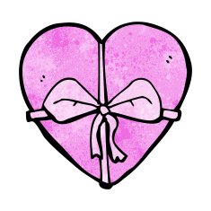cartoon heart shaped present N8