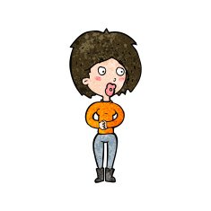 cartoon surprised woman N213