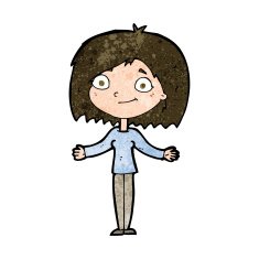 cartoon woman shrugging shoulders N424