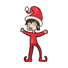 cartoon excited christmas elf N9