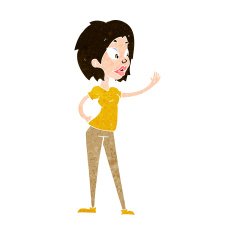 Cartoon Woman Waving N301