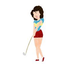 Cartoon Woman Playing Golf N21