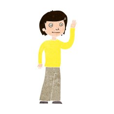cartoon friendly boy waving N10