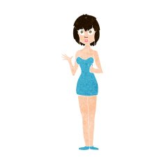 cartoon confused woman in cocktail dress N10