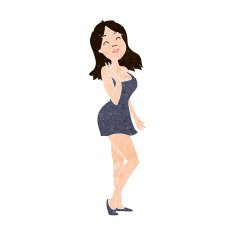 cartoon pretty woman in cocktail dress N10