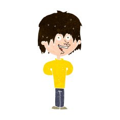cartoon happy scruffy boy N8