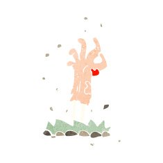 cartoon zombie hand rising from ground N9