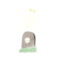 cartoon ghost rising from grave N32