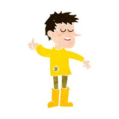 cartoon poor boy with positive attitude N9