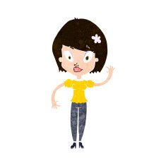 cartoon pretty woman waving N79