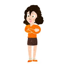 cartoon woman with crossed arms N40