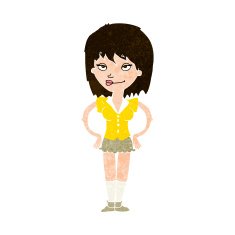 cartoon woman with hands on hips N196