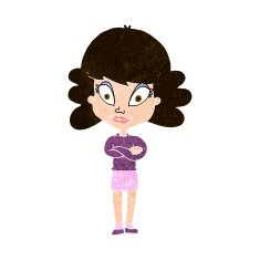 cartoon happy woman with folded arms N17
