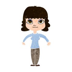 cartoon woman shrugging shoulders N426