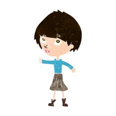 cartoon woman giving thumbs up symbol N59