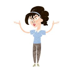 cartoon woman raising hands in air N16