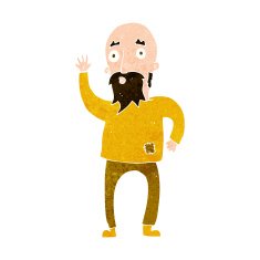 cartoon bearded man waving N8