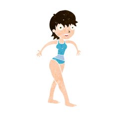 cartoon happy woman in swimming costume N10