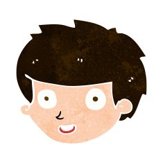 cartoon happy boy's face N18