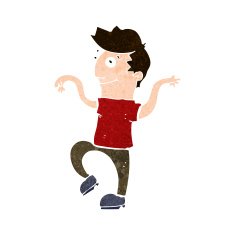 cartoon happy man doing funny dance N15