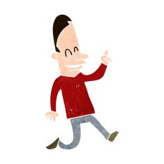 cartoon happy man pointing N55
