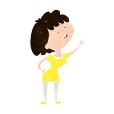 cartoon happy woman about to speak N9