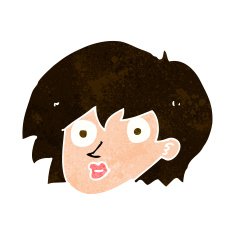cartoon surprised female face N58