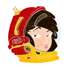 cartoon female astronaut N26